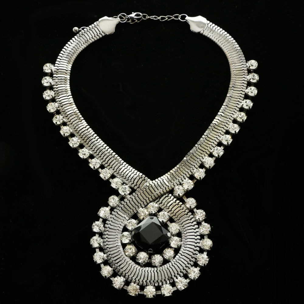 Luxury Crystal Necklace Gunmetal NWOT